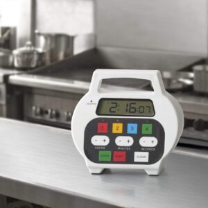 Chef Master 90218 Kitchen Timer, Timers for Cooking, Digital Timer, Cooking Timer, 4-Channel Timer, Egg Timer, Study Timer, Desk Timer with Large Display with Up to 10 Hour Count Down