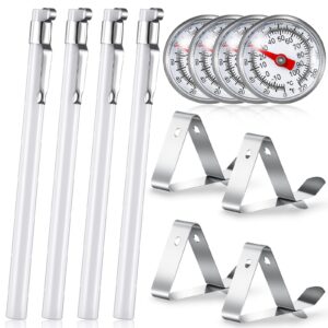 xuhal 4 pieces meat thermometer for grill and cooking dial food thermometer with 5" probe deep fry thermometer stainless steel stem kitchen thermometer for meat, milk, tea, coffee, drinks pocket size