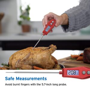 Etekcity EMT100 Digital Instant Read Meat Thermometer, 5"Long Probe, Red