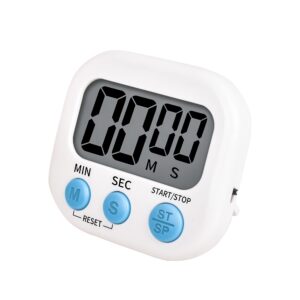 digital kitchen timer for cooking, big digits loud alarm strong magnetic backing, multi-function electronic timer, classroom timers for teachers kids (white)
