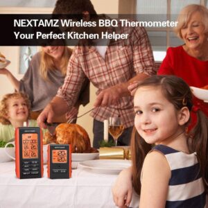 Wireless Meat Thermometer, NEXTAMZ Digital Meat Thermometer for Food Cooking and Baking, Dual Probe Food Thermometer for Oven BBQ Grill Smoker Kitchen