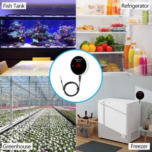 WiFi Temperature Monitor Smart Thermometer: WiFi Temperature Sensor with 1M Waterproof External Probe, App Alert & Buzzer Alarm, Digital Remote Temperature Gauge for Refrigerator, Fish Tank, Pet