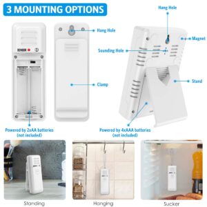 Refrigerator Thermometer, Wireless Digital Freezer Thermometer with 2 Sensors, Audible Alarm, Min and Max Record, Large LCD Display for Home, Restaurants, Bars (Battery not Included)