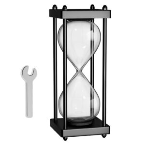 empty hourglass fillable, 10 inch large black wooden frame diy sand timer, unity sand hourglass for wedding ceremony set, without sand clock, antique hour glass sandglass for desk home office decor