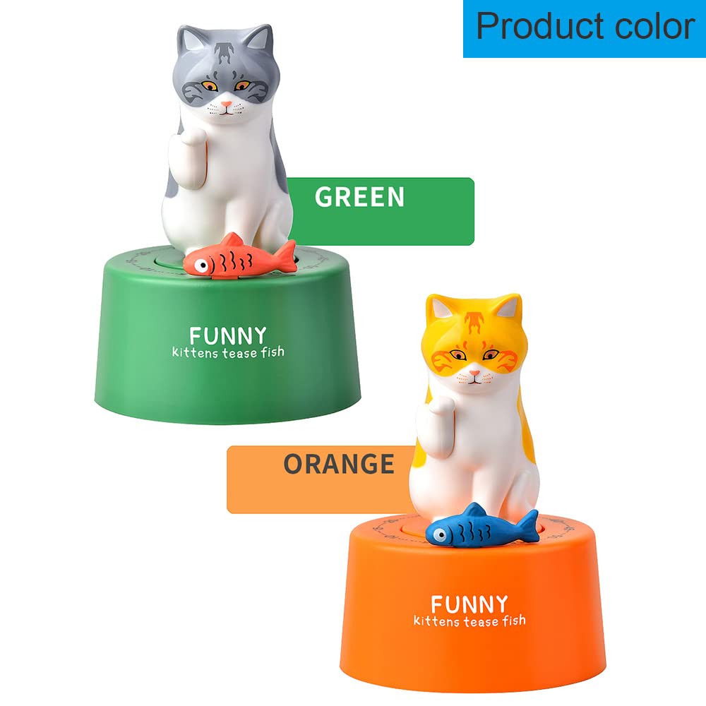 FCOVUVDBD Cartoon Mechanical Kitchen Timer, 60-Minute Wind Up Dial 360° Rotating, Cute Timer for Cooking/Reading/Do Sport (Cat)