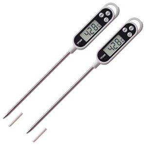 GEMGIMY 2 Pack Meat Thermometer, Digital Instant Read Meat Thermometer with Long Probe, Deep Fry Thermometer for Liquids,Milk Yogurt, Coffee, BBQ, Grill, Roast, Baking,Candy