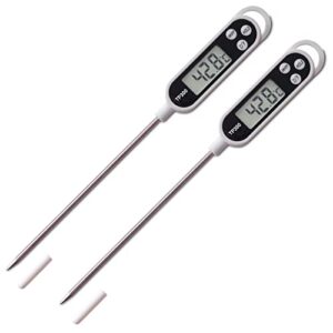 gemgimy 2 pack meat thermometer, digital instant read meat thermometer with long probe, deep fry thermometer for liquids,milk yogurt, coffee, bbq, grill, roast, baking,candy