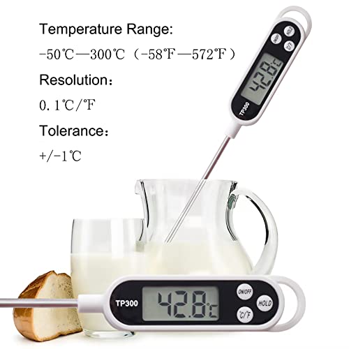 GEMGIMY 2 Pack Meat Thermometer, Digital Instant Read Meat Thermometer with Long Probe, Deep Fry Thermometer for Liquids,Milk Yogurt, Coffee, BBQ, Grill, Roast, Baking,Candy