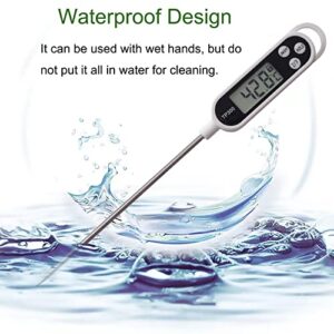 GEMGIMY 2 Pack Meat Thermometer, Digital Instant Read Meat Thermometer with Long Probe, Deep Fry Thermometer for Liquids,Milk Yogurt, Coffee, BBQ, Grill, Roast, Baking,Candy