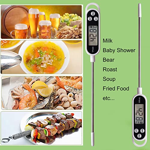 GEMGIMY 2 Pack Meat Thermometer, Digital Instant Read Meat Thermometer with Long Probe, Deep Fry Thermometer for Liquids,Milk Yogurt, Coffee, BBQ, Grill, Roast, Baking,Candy