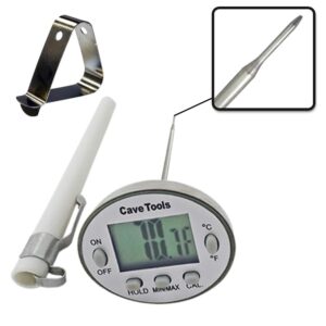 cave tools instant read digital meat thermometer for cooking on the bbq grill and kitchen with lcd screen and 4 to 6 second response long food temperature probe