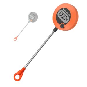 smart guesser digital meat thermometer kitchen cooking-instant read food thermometer for meat, deep frying, baking,grilling bbq round shape -orange