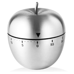 ud apple kitchen timer cute manual, stainless steel metal mechanical visual countdown cooking timer with loud alarm for kitchen cooking baking sports kids (apple), a003