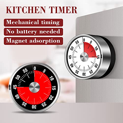 60-Minute Visual Timer, Mechanical Classroom Countdown Clock, Silent Timer for Kids and Adults, Time Management Tool for Study, Cooking, Baking (Black)