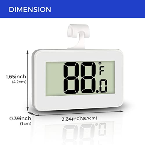 Mini Fridge Hanging Thermometer for Refrigerator Wireless with Magnet 2 Pack Digital Temperature Read