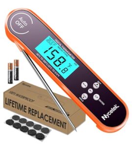 nycetek digital cooking thermometer, accurate & waterproof instant read meat thermometer with backlit, calibration, probe, food thermometer for kitchen, grilling, candy, bbq, oil fry, baking and more