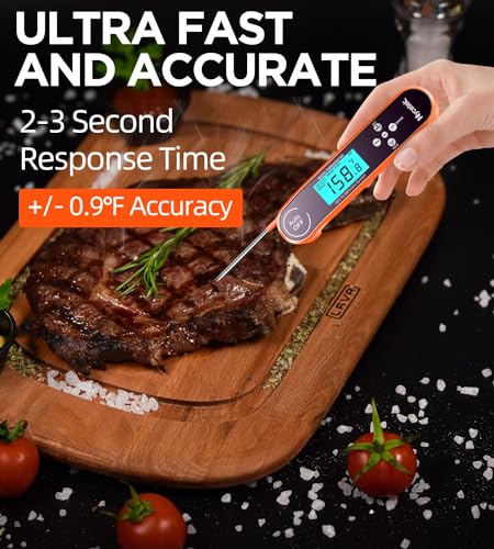 Nycetek Digital Cooking Thermometer, Accurate & Waterproof Instant Read Meat Thermometer with Backlit, Calibration, Probe, Food Thermometer for Kitchen, Grilling, Candy, BBQ, Oil Fry, Baking and More