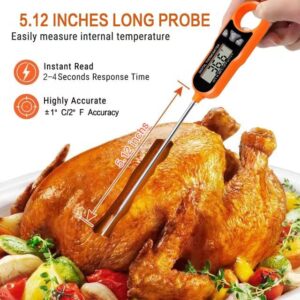 Digital Meat Thermometer,Waterproof Instant Read Food Thermometer for Cooking and Backing,with Backlit and Magnet for Meat, BBQ, Candy