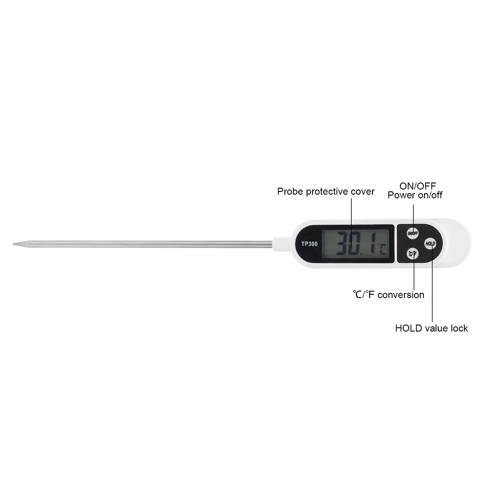 Portable Digital Cooking Meat Thermometer Waterproof Food Oil Water Temperature Meter for Home Kitchen