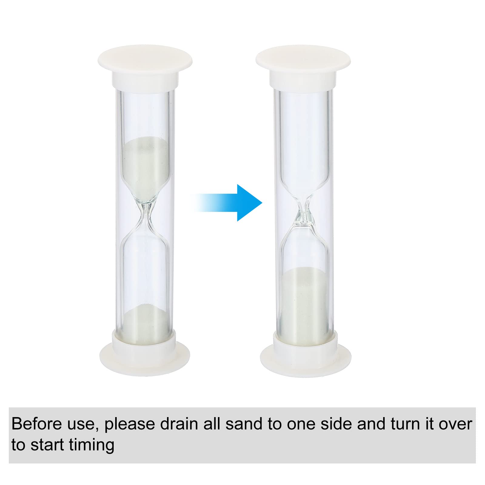 PATIKIL 2 Minute Sand Timer, 4Pcs Small Sandy Clock with Plastic Cover, Count Down Sand Glass for Games, Kitchen, Party Favors DIY Decoration, White