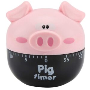 cute cartoon pig kitchen timer mechanical timers counters for cooking timing tool, kitchen timer mini timer 55 mins countdown easy to use