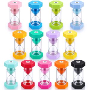 13 pcs sand timer 5.12 inch hourglass timer 30 second, 1/2/3/5/8/10/15/20/25/30/40/60 minutes colorful sand watch for kids acrylic covered clock sandglass timer for classroom, home, kitchen