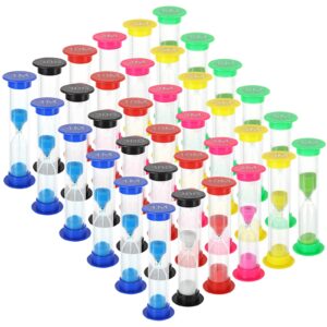 36 pcs sand timer for kids set, plastic hourglass sandglass sand clock timers set 30s / 1min / 2mins / 3mins / 5mins / 10mins for classroom, kitchen, games, office, home