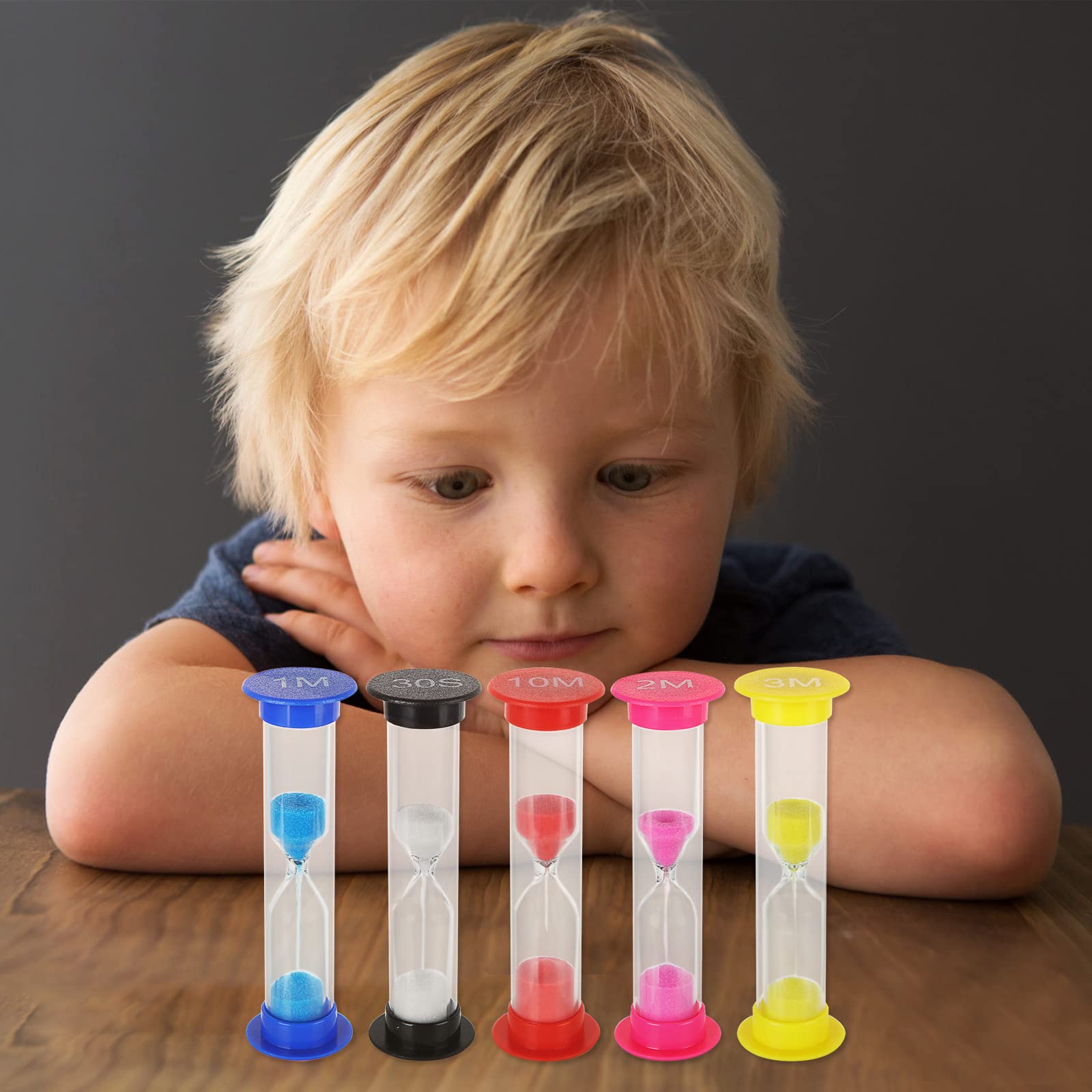 36 Pcs Sand Timer for Kids Set, Plastic Hourglass Sandglass Sand Clock Timers Set 30s / 1min / 2mins / 3mins / 5mins / 10mins for Classroom, Kitchen, Games, Office, Home