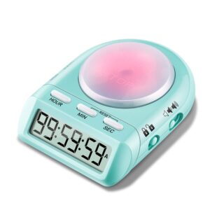 large button & silent/loud alarm switch digital kitchen timer, countup/countdown timer for kids, time management tool for teacher, cook, study,meditation