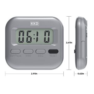 Timers, Digital Kitchen Timer, Timer for Kids, Clear Digits with Minutes and Seconds Button, Loud Alarm, Stand and Magnetic Backing, for Cooking Baking Sports Games Office, AAA Battery Included Gray