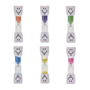 2 Minute Sand Timer Set for Brushing Teeth Pack of 6 Colorful Smiley Hourglass Timers