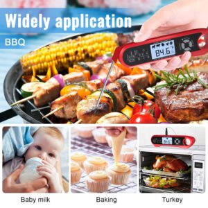 Meat Thermometer, DecorStar Dual Probe Food Thermometer with Backlight & Calibration, Digital Instant Read Meat Thermometer for Kitchen, Food Cooking, BBQ, Milk, Coffee, and Oil Deep Frying (Red)