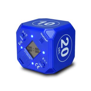 time cube plus preset timer for hiit workouts, fitness and exercise routines, cardio and cross fit countdowns, blue, 10, 20, 30 and 60 seconds