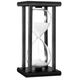 hourglass timer 30/60 minutes wood sand hourglass clock for creative gifts room decor office kitchen decor birthday (60 min, white)