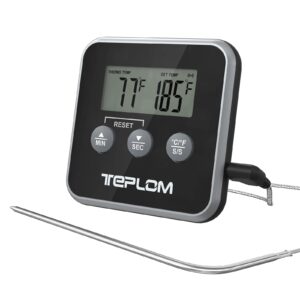 meat thermometer digital instant read kitchen cooking food candy thermometer timer with stainless steel probe magnet for oil deep fry bbq grill smoker baking liquids beef oven thermometer
