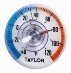 taylor window thermometer -40 to 120 deg f 3-1/2" dial