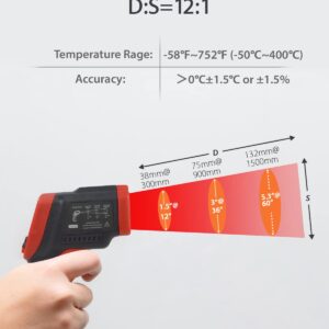 Wintact Digital Infrared Thermometer -58 to 1022℉ (-50 to 550℃) Non-Contact Laser Temperature Gun Measuring Surface for Kitchen Cooking Food Fluid BBQ Frying Meat