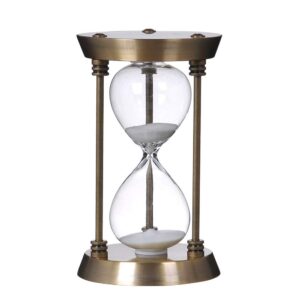 bellaware 60 minute metal hourglass sand timer, decorative large size sand clock (bronze)