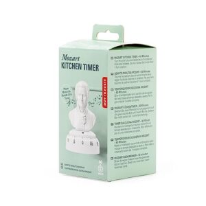 Kikkerland Mozart Kitchen Timer, Mechanical Kitchen Timer, 60 Minutes Wind up Timer for Cooking, Reading and Sports, Plays Rondo Alla Turca, White