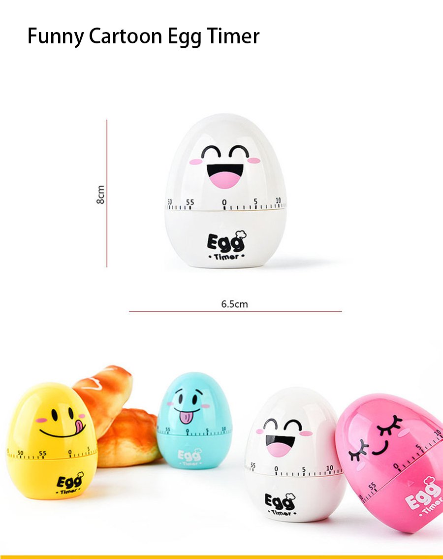 60 Minutes White Funny Mechanical Home Kitchen Egg Timer For Cooking,Kids