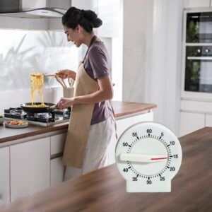 Kitchen Timer, 60 Minutes Mechanical Timer Clock for Cooking with Bell Alarm Clock, No Battery Needed, Light and Convenient White