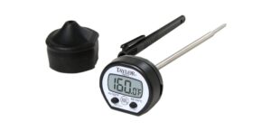 taylor precision 9840rb instant read pocket thermometer, digital, -40° to 302°f (-40° to 150°c) temperature range, 1°f accuracy, 0.3" lcd readout, step down probe, protective rubber boot