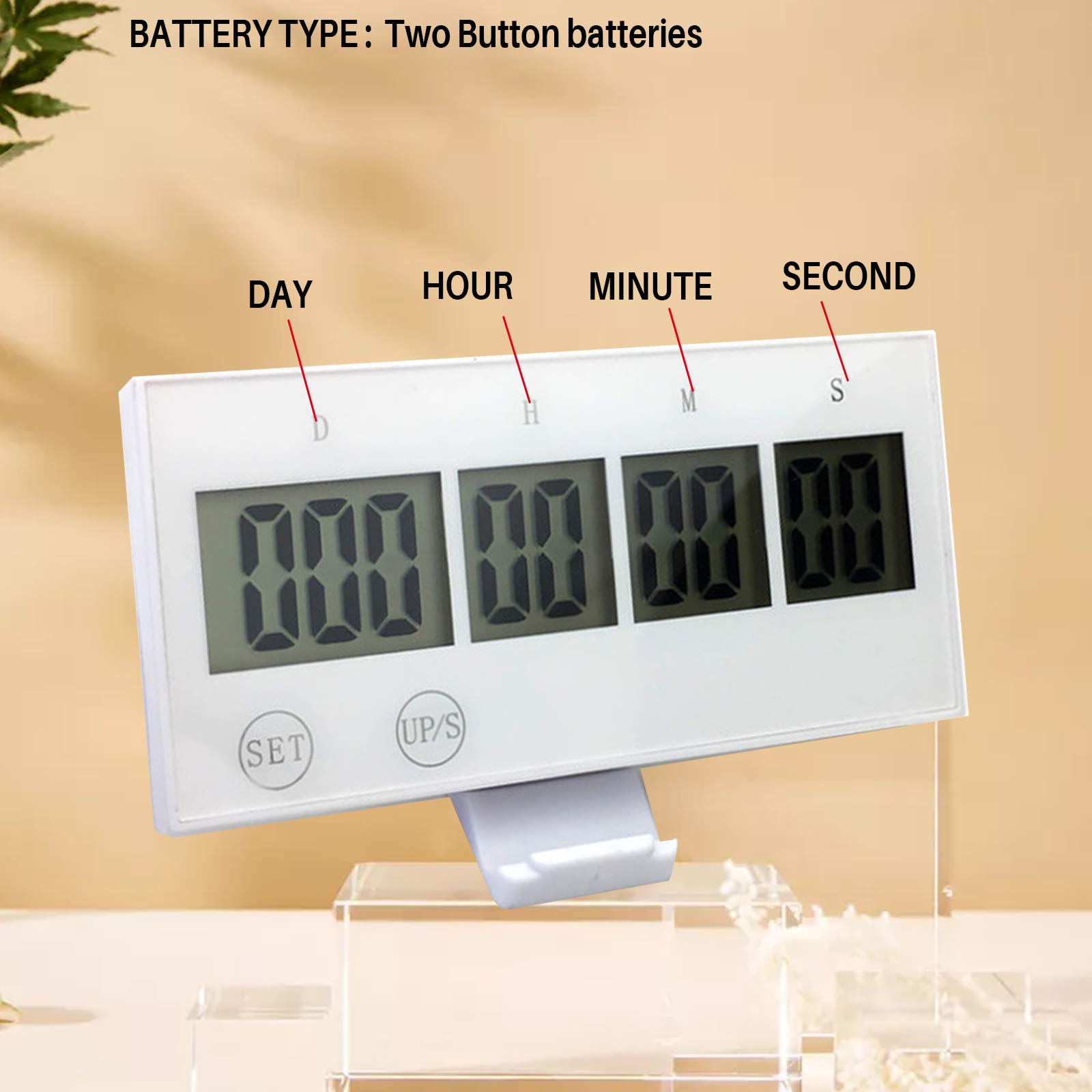 VideoPUP Digital 999 Days Count Down/UP Touch Button with Bracket Timer for Vacation Retirement Wedding Birthday Gestation Period Examination(White)