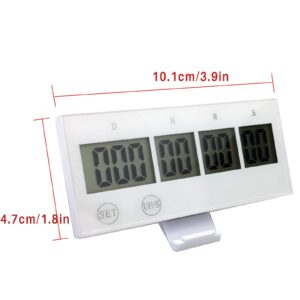 VideoPUP Digital 999 Days Count Down/UP Touch Button with Bracket Timer for Vacation Retirement Wedding Birthday Gestation Period Examination(White)