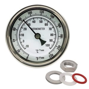 home brewing distilling dial thermometer for brew kettle pot, 3.2" dial, stainless steel - 4" probe stem