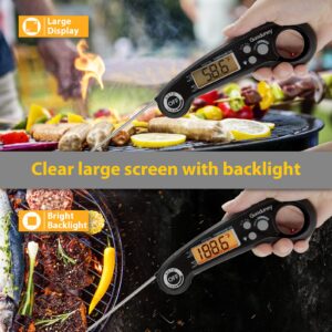 Guoduney Meat Thermometer, Instant Read Temperature, Auto Turn On Off, Backlight, Bulit-in Magnet, Foldable Probe for Kitchen Cooking BBQ Smoker Grilling Fry