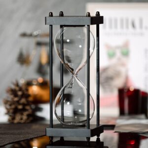 large fillable hourglass timer, decorative empty hourglass, wooden frame sand hourglass