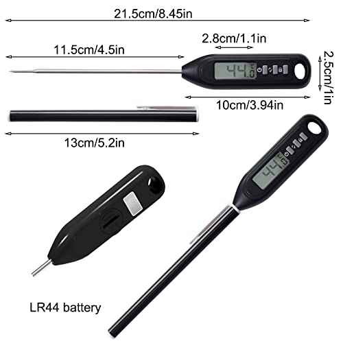 GEMGIMY 2 Pack Instant Read Meat Thermometer, Kitchen Cooking Thermometer, Candy/Deep Fry Thermometer, Kitchen Thermometer for BBQ Grill, Roast, Milk, Yogurt, Coffee, Bath Water, Baking Temperature