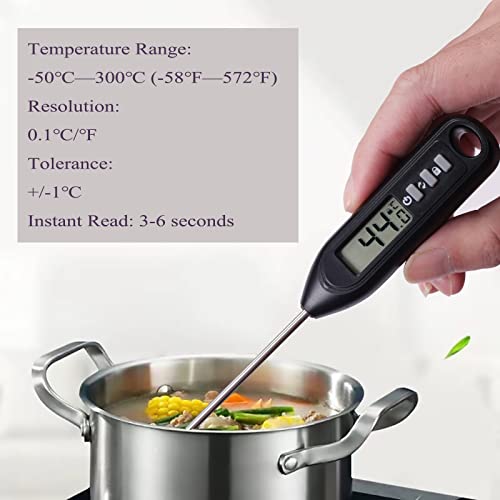 GEMGIMY 2 Pack Instant Read Meat Thermometer, Kitchen Cooking Thermometer, Candy/Deep Fry Thermometer, Kitchen Thermometer for BBQ Grill, Roast, Milk, Yogurt, Coffee, Bath Water, Baking Temperature