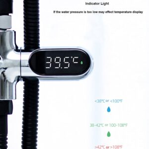 Shower Thermometer Led Digital Display Baby Bath Water Fahrenheit Celsius Thermometer 360°Rotating Screen for Home Bathroom Kitchen (Silver)